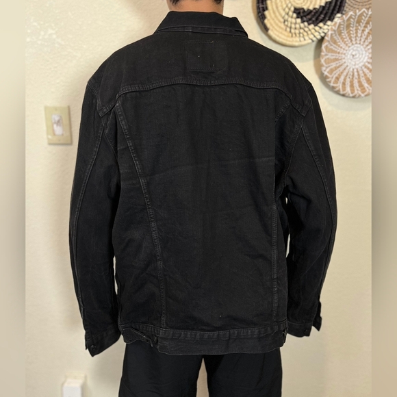 Levi's Denim Trucker Jacket Black Men Size Xxl Red Tab Stretch Cotton - Picture 14 of 16